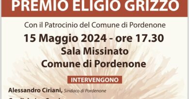 Premio Eligio Grizzo a Miralda Lisetto il 15 maggio in Comune